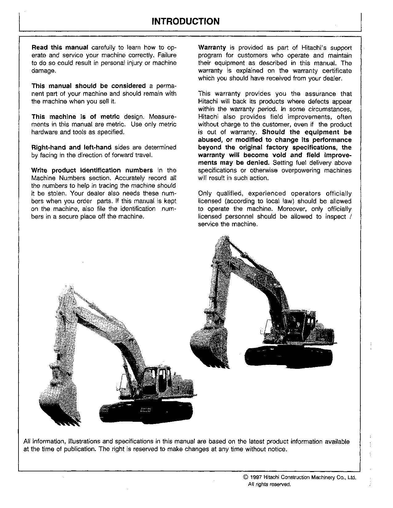 HITACHI EX400-5 EX400LC-5 EX450LC-5 EX450H-5 EX450LCH-5 EXCAVATOR OPERATORS MANUAL #1