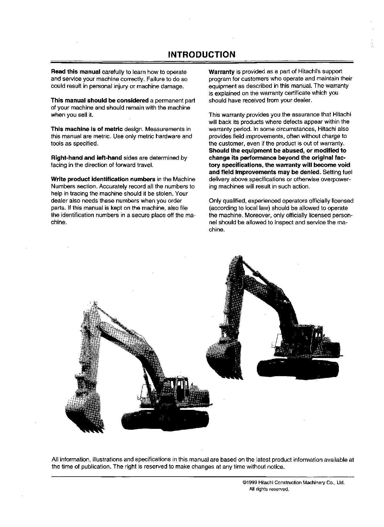 HITACHI EX400-5 EX400LC-5 EX450LC-5 EX450H-5 EX450LCH-5 EXCAVATOR OPERATORS MANUAL #2