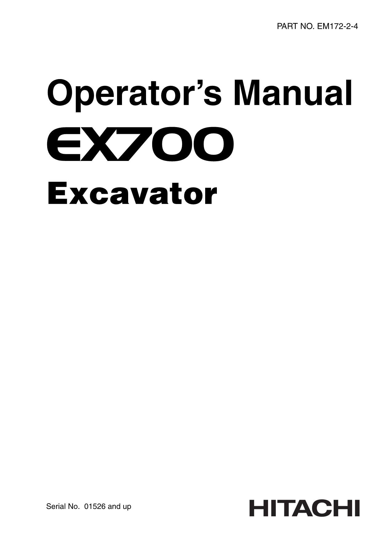 HITACHI EX700 EXCAVATOR OPERATORS MANUAL