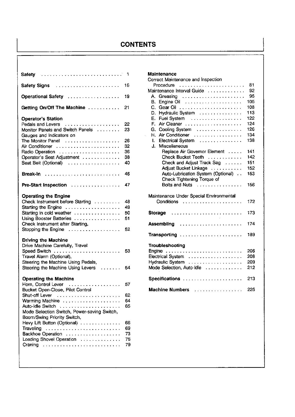 HITACHI EX700 EXCAVATOR OPERATORS MANUAL