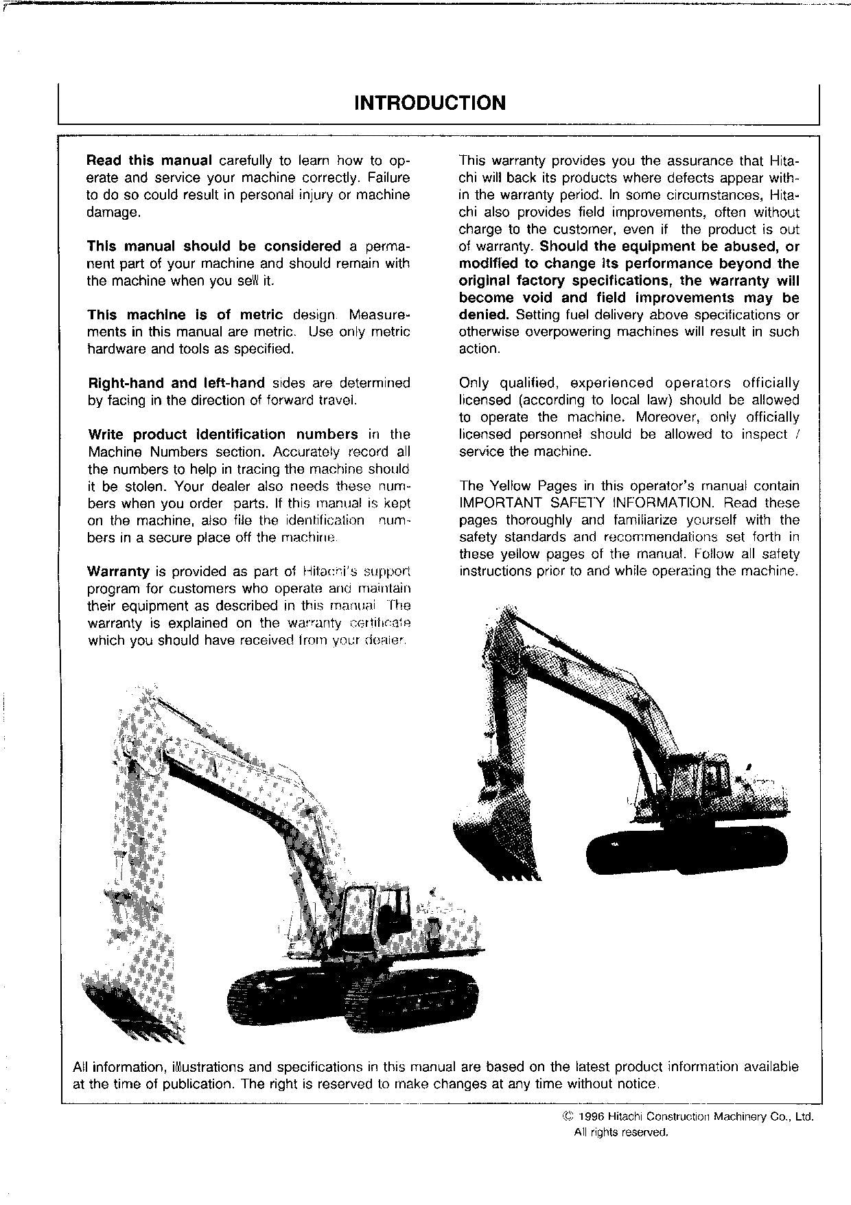 HITACHI EX550-3 EX550LC-3 EX600LCH-3 EX600H-3 EXCAVATOR OPERATORS MANUAL #1