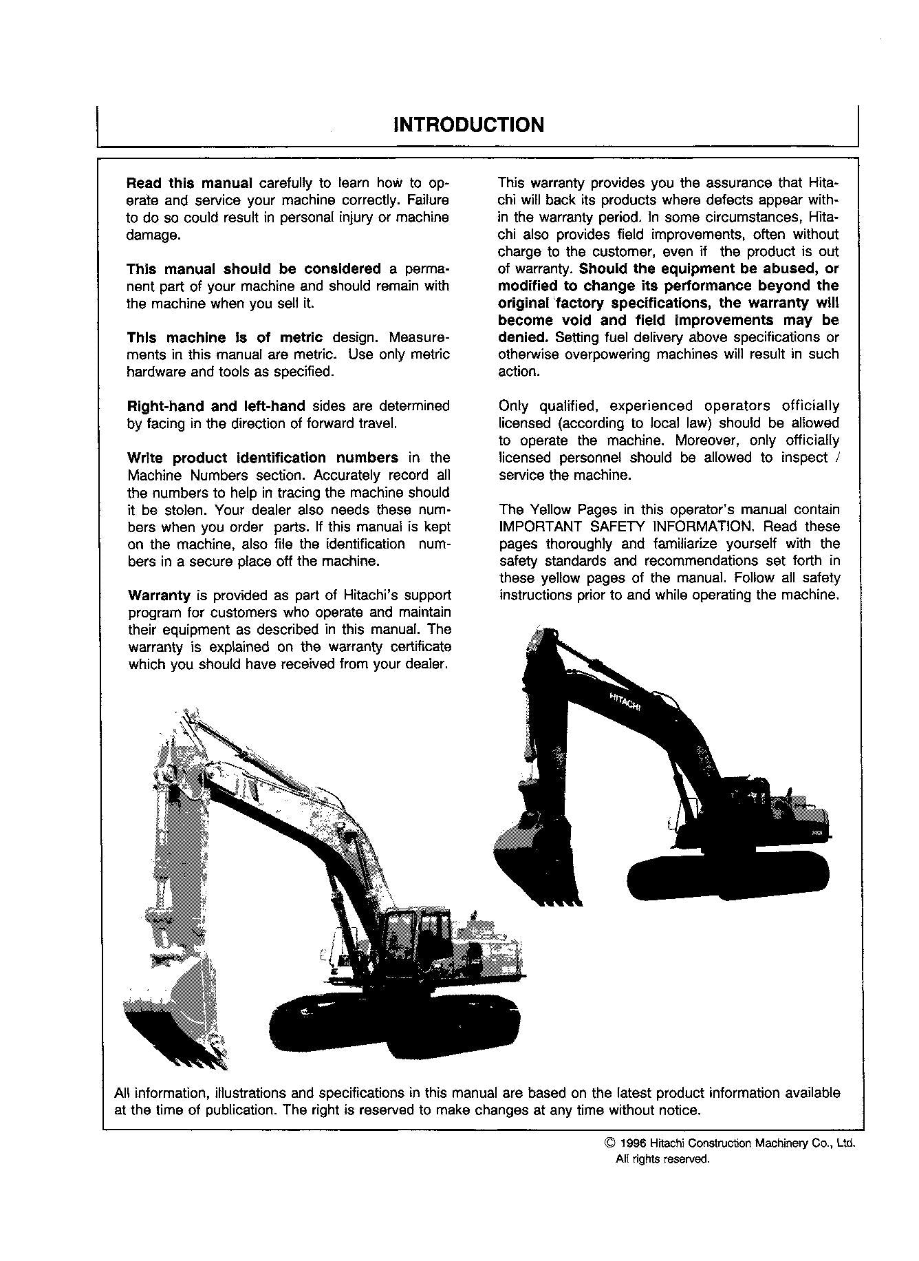 HITACHI EX550-3 EX550LC-3 EX600LCH-3 EX600H-3 EXCAVATOR OPERATORS MANUAL #2