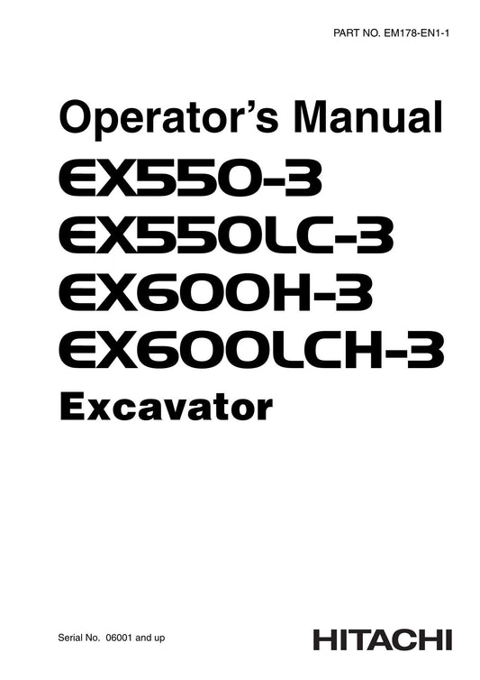 HITACHI EX550-3 EX550LC-3 EX600LCH-3 EX600H-3 EXCAVATOR OPERATORS MANUAL #2