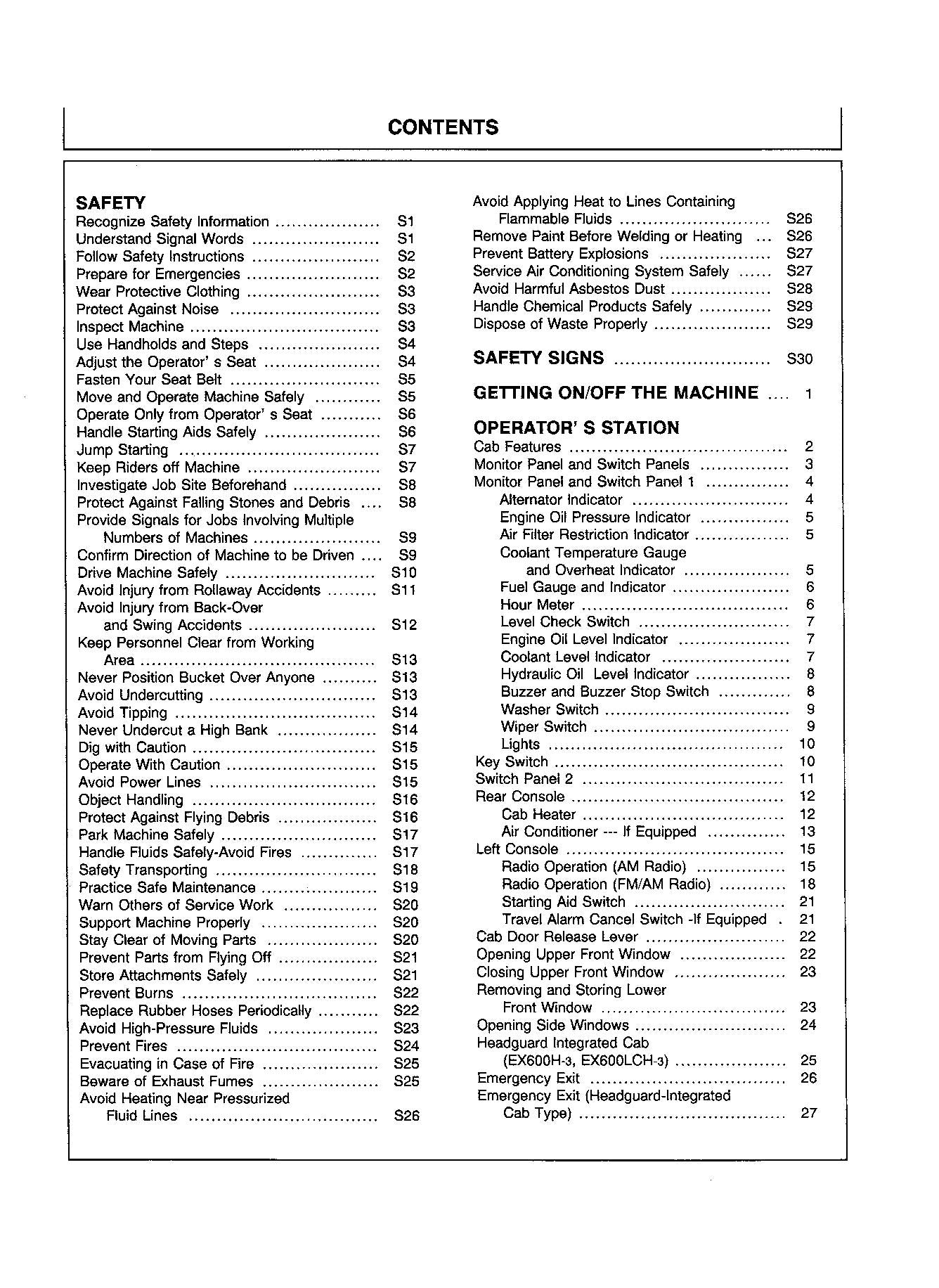 HITACHI EX550-3 EX550LC-3 EX600LCH-3 EX600H-3 EXCAVATOR OPERATORS MANUAL #2