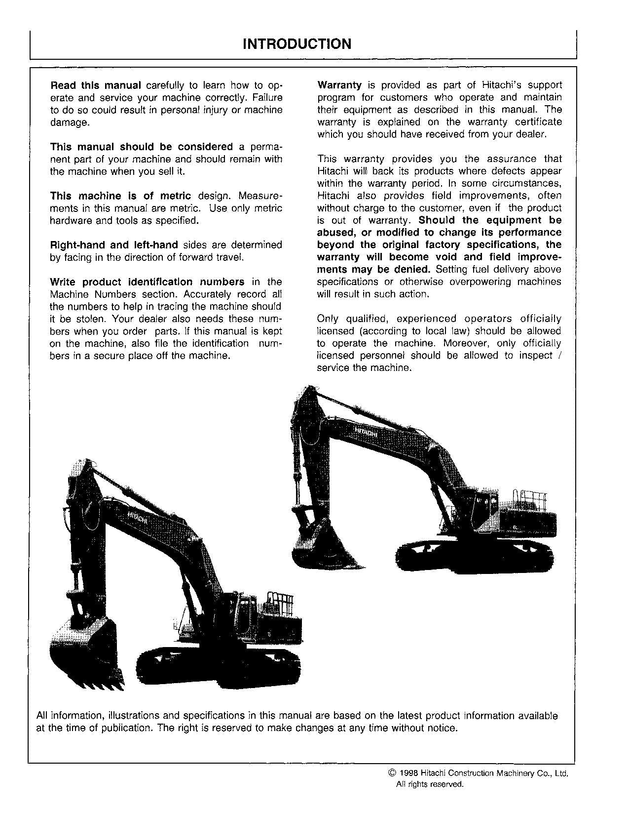 HITACHI EX750-5 EX800H-5 EXCAVATOR OPERATORS MANUAL #1