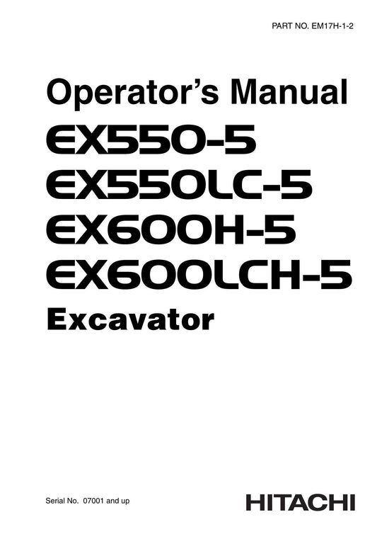 MANUEL D'UTILISATION DE L'EXCAVATRICE HITACHI EX550-5 EX550LC-5 EX600H-5 EX600LCH-5