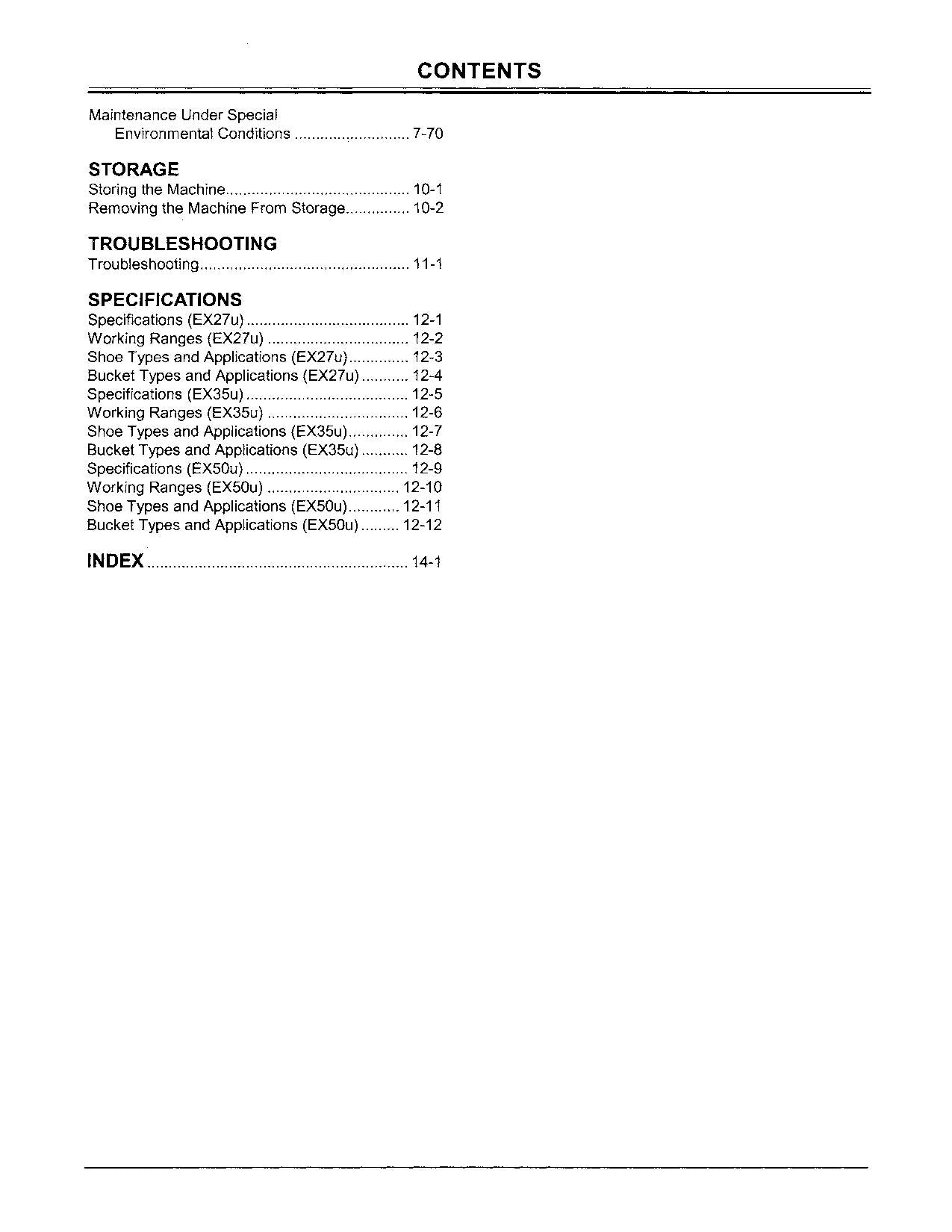 HITACHI EX27U EX35U EX50U EXCAVATOR OPERATORS MANUAL