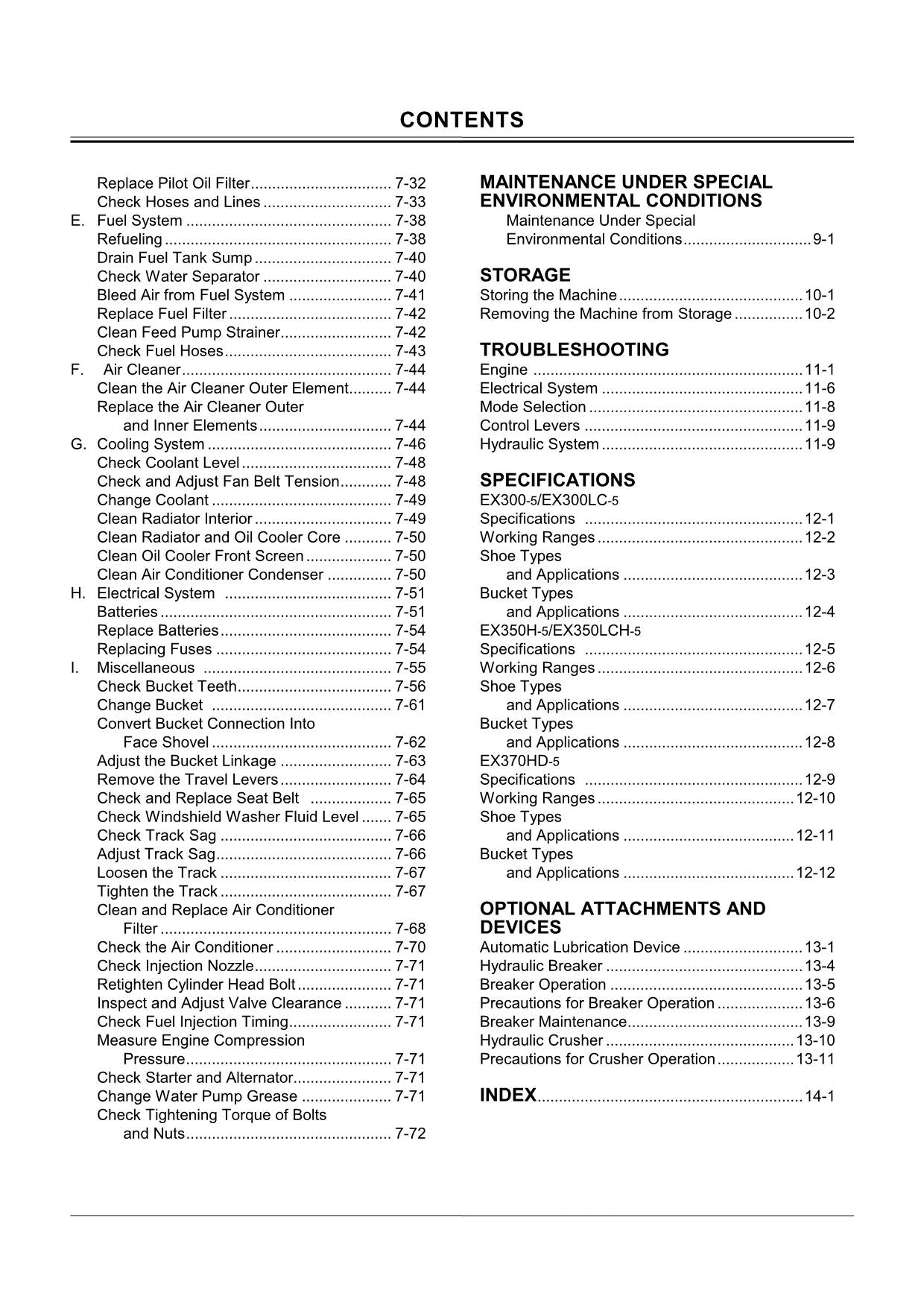 HITACHI EX300-5 EXCAVATOR OPERATORS MANUAL