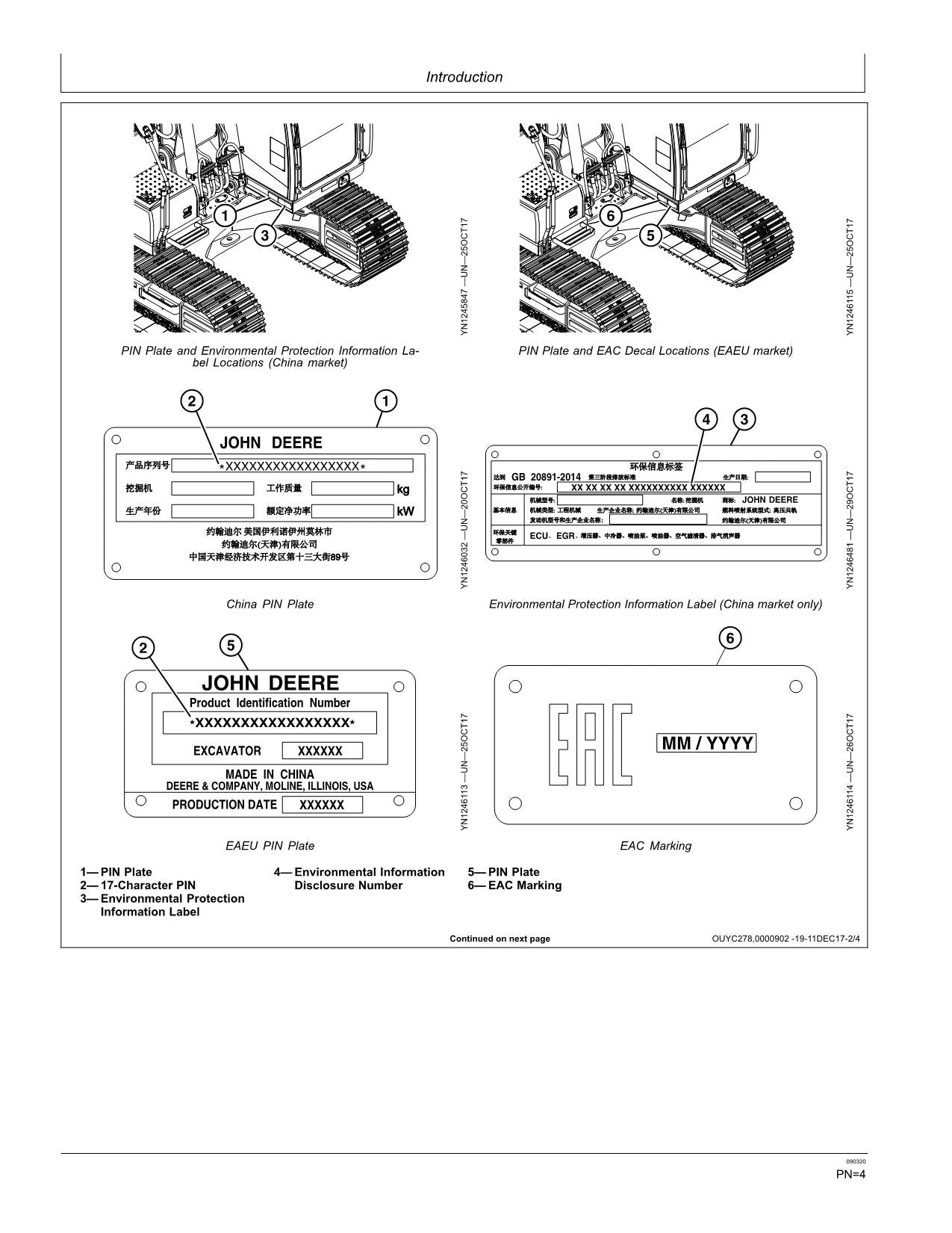 JOHN DEERE E240LC E260LC BAGGER-BETRIEBSHANDBUCH