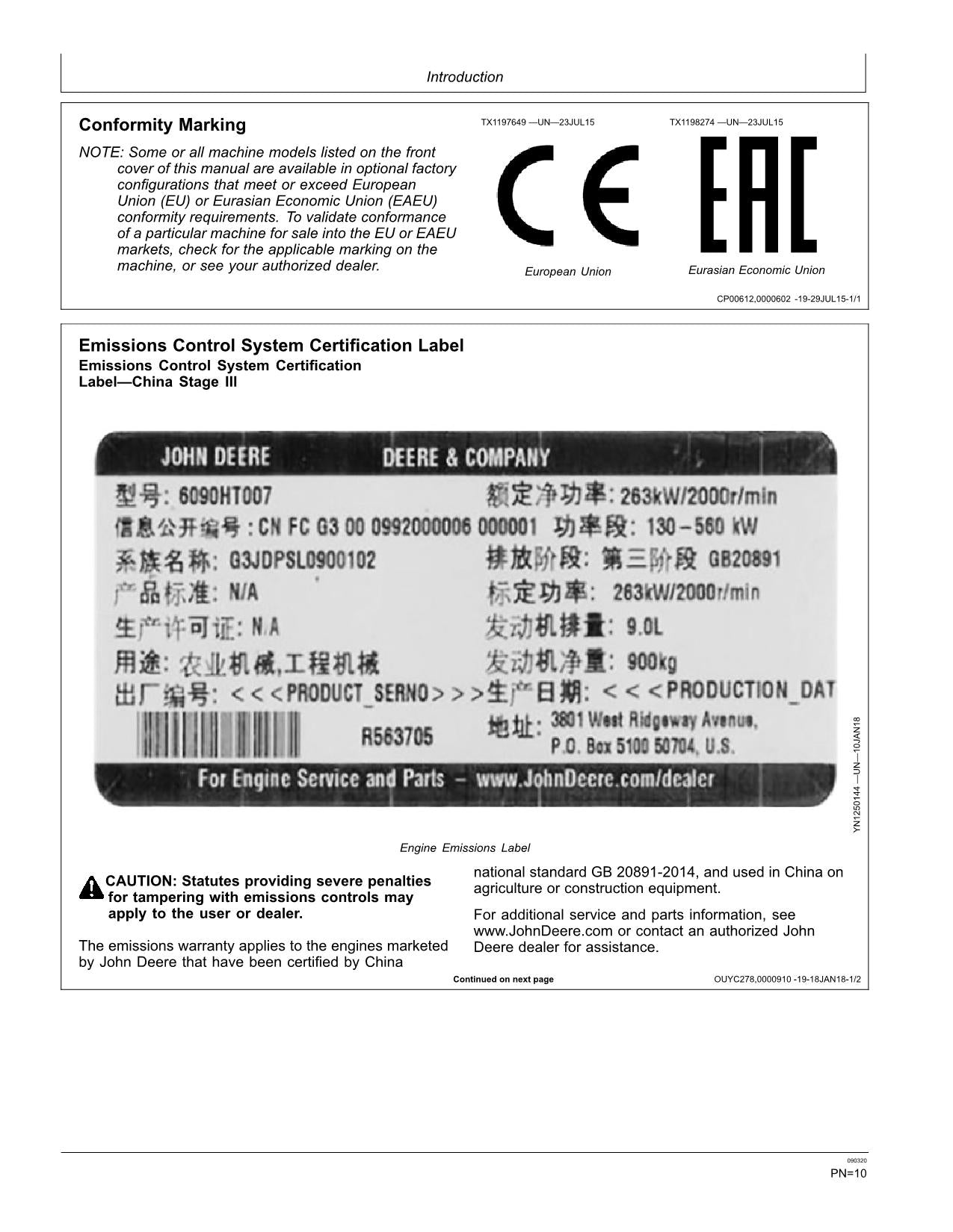 JOHN DEERE E400LC EXCAVATOR OPERATORS MANUAL