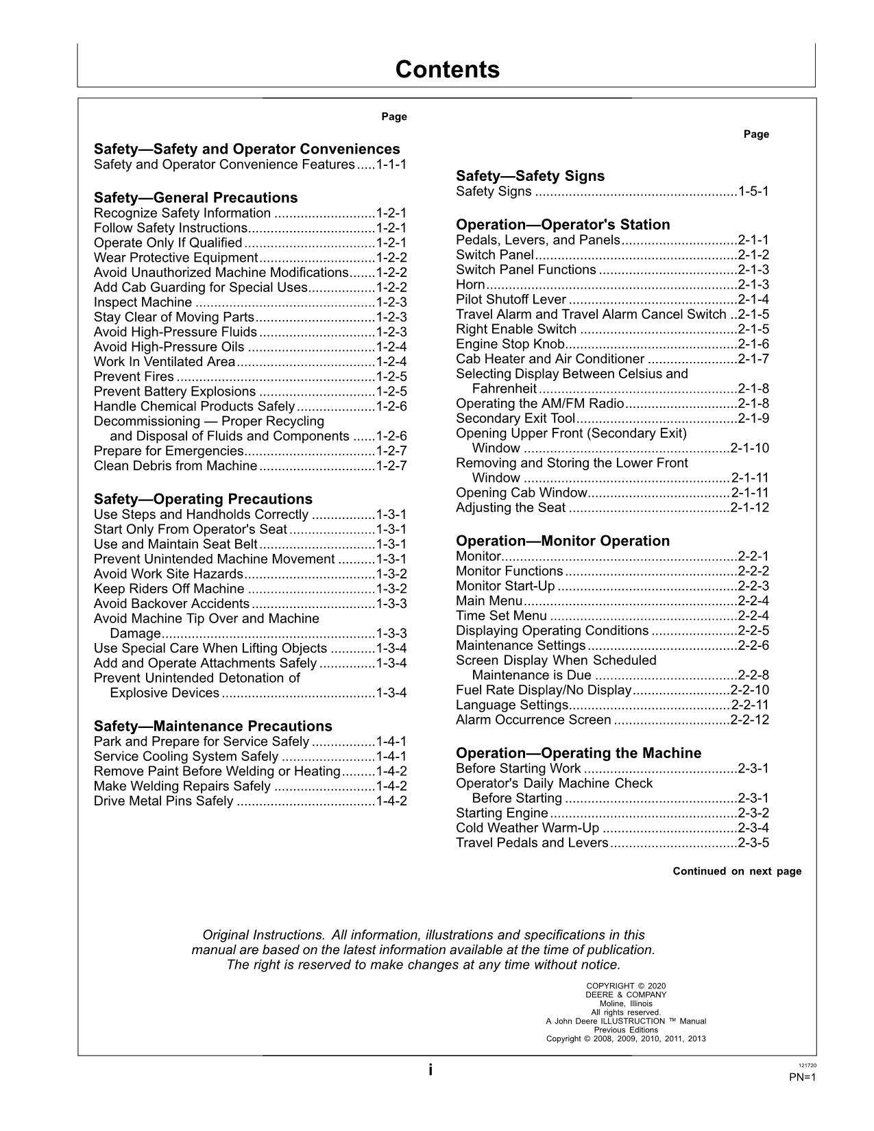 JOHN DEERE 85D EXCAVATOR OPERATORS MANUAL