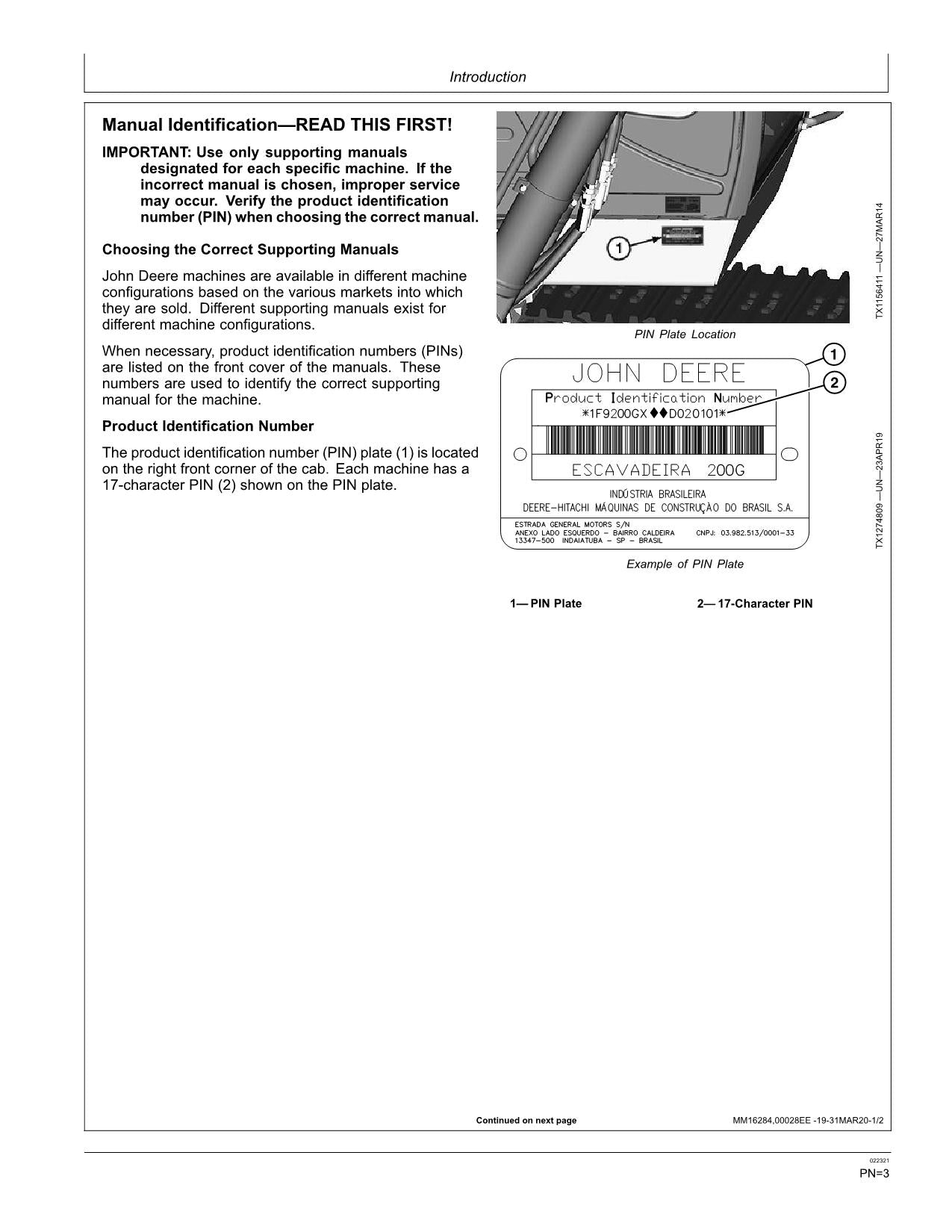 JOHN DEERE E36ZS EXCAVATOR OPERATORS MANUAL 1F9200GX_ D020101-