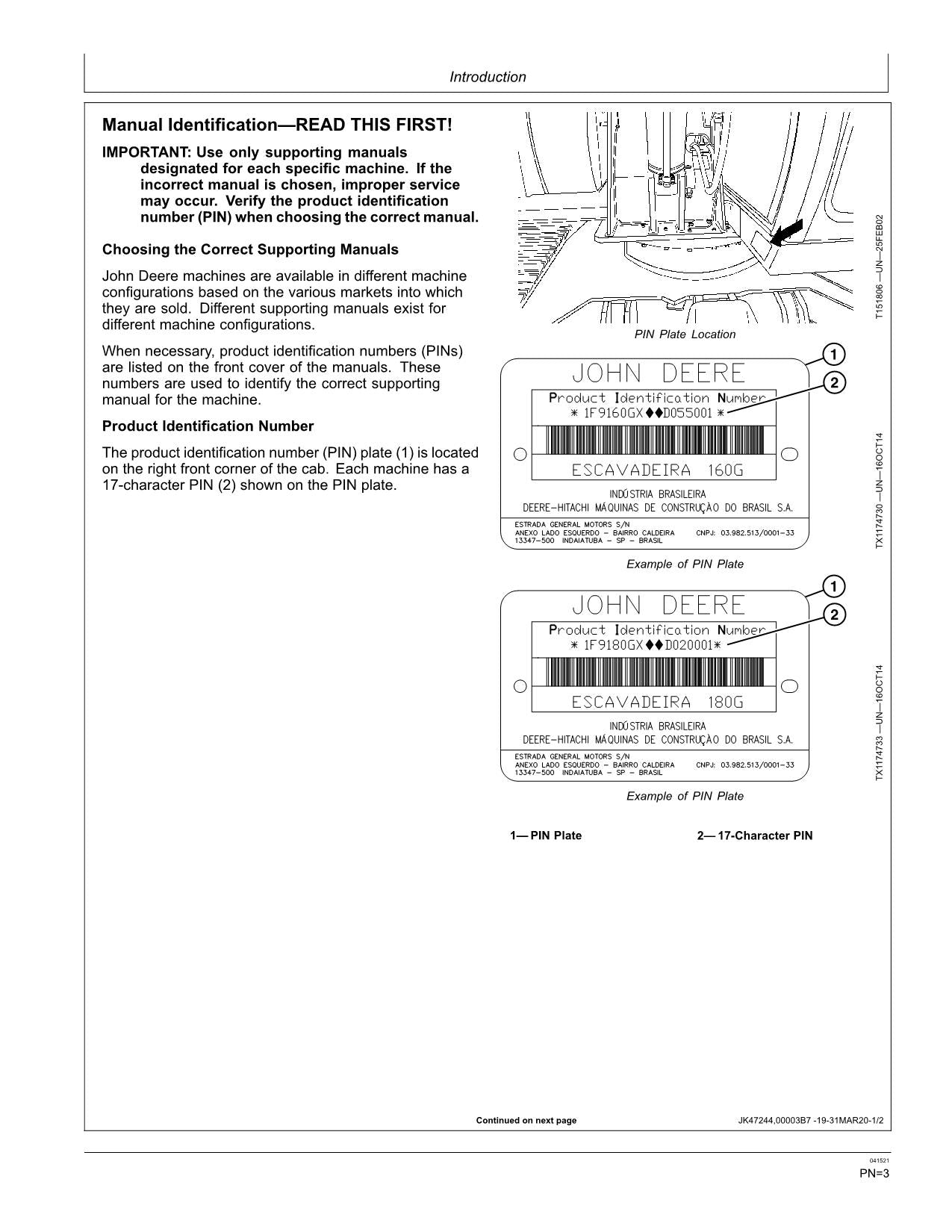 JOHN DEERE 160GLC 180GLC EXCAVATOR OPERATORS MANUAL