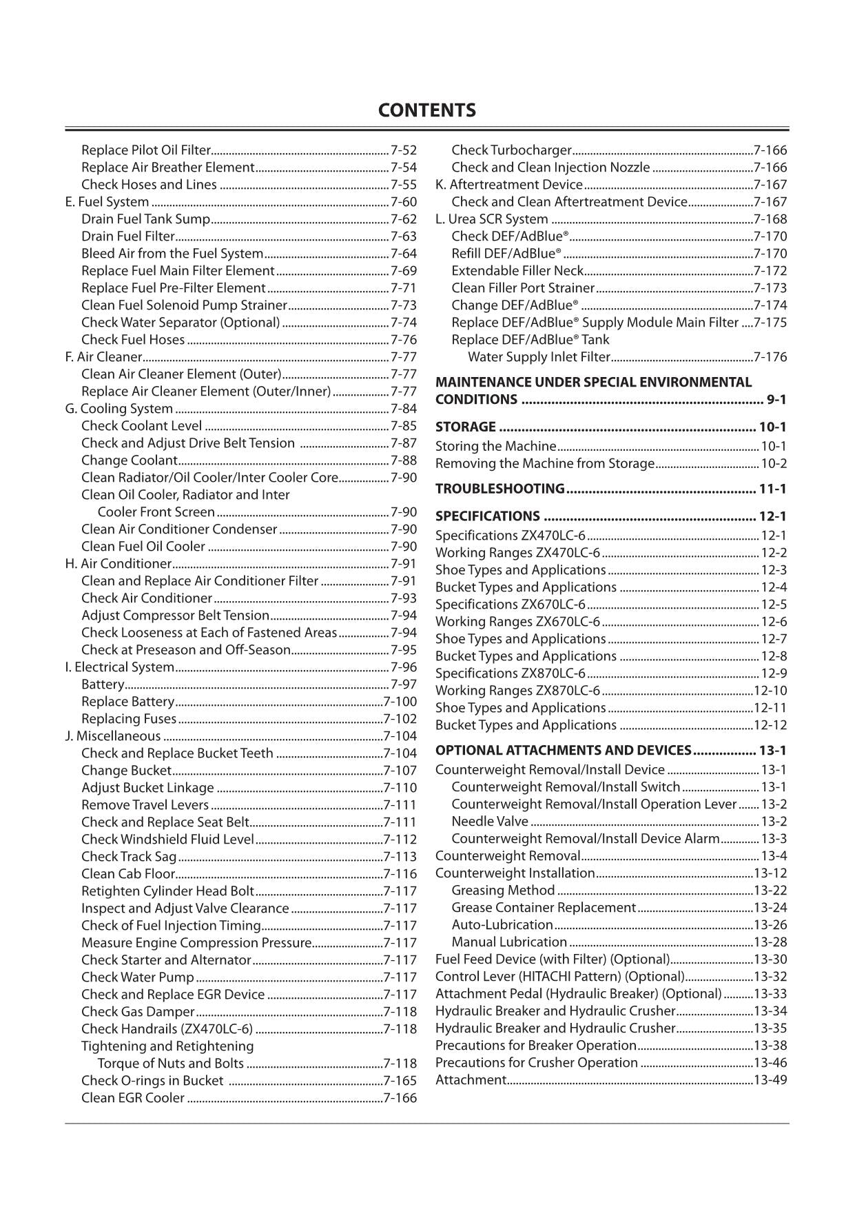 HITACHI ZAXIS ZX 470LC-6 670LC-6 870LC-6 EXCAVATOR OPERATORS MANUAL