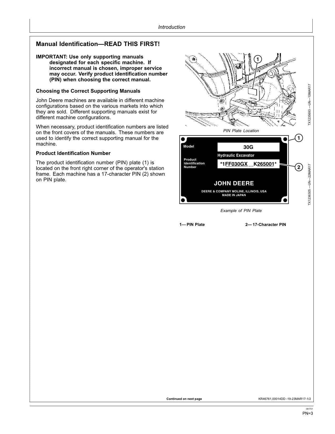 JOHN DEERE 30G EXCAVATOR OPERATORS MANUAL