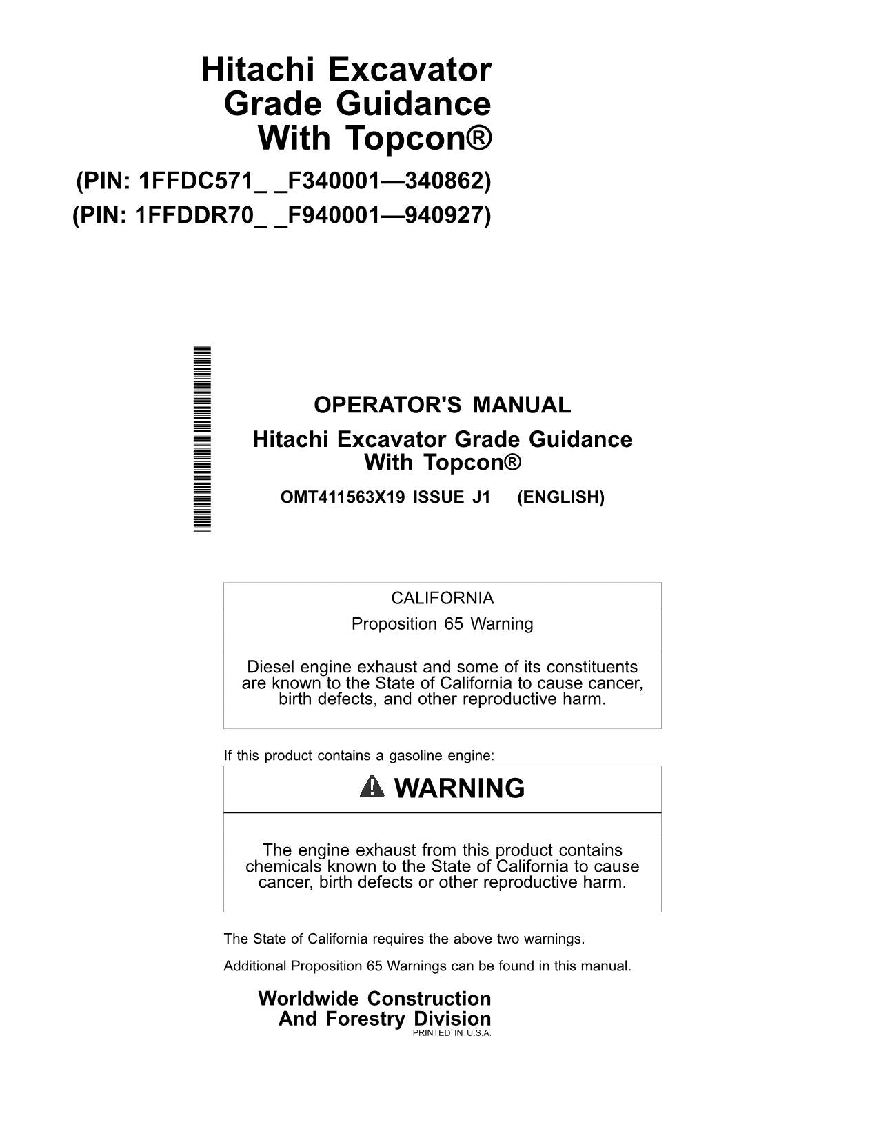 HITACHI GRADE GUIDANCE ZAXIS ZX 210-6N 350LC-6N 210LC-6N EXCAVATOR OPERATORS MANUAL