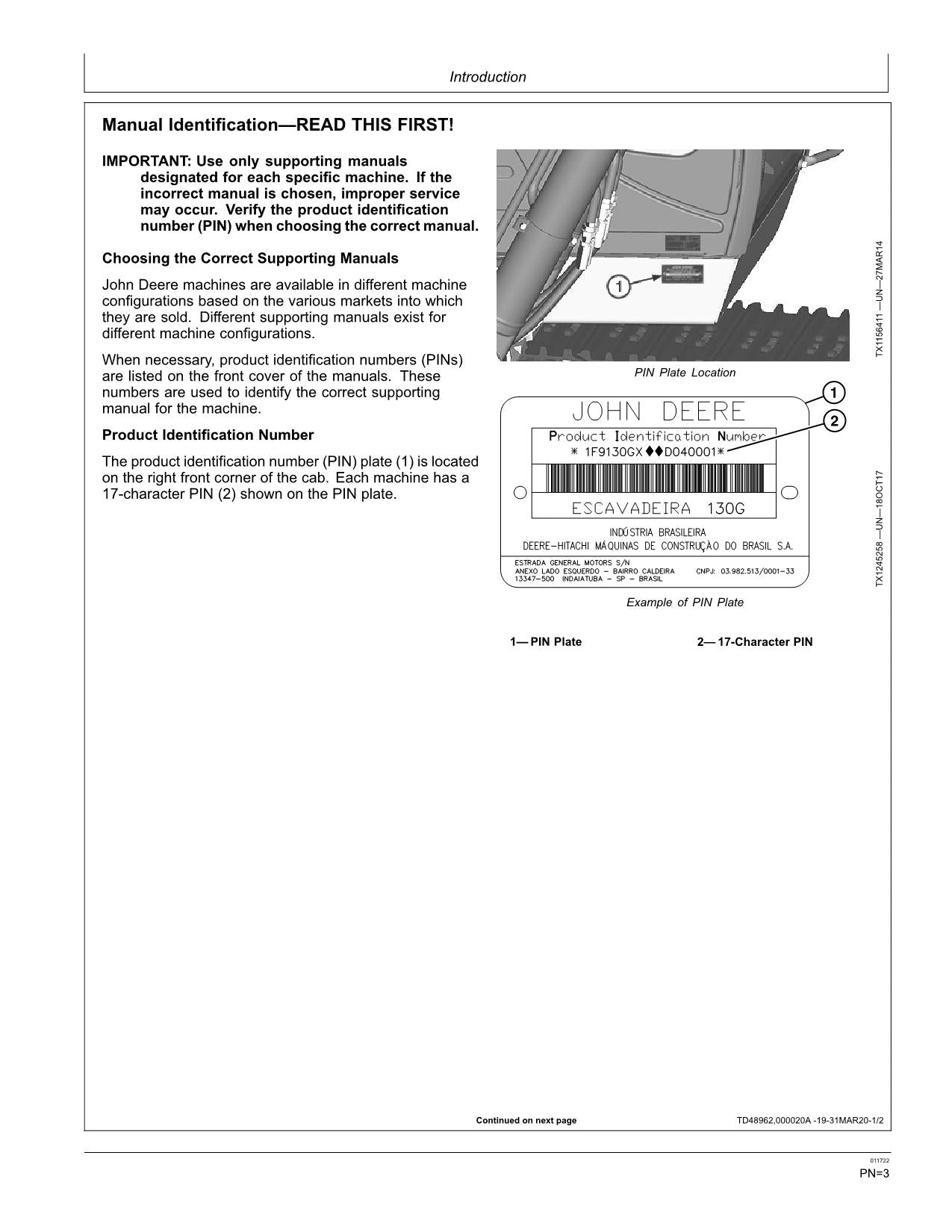 JONH DEERE 130G 130GLC EXCAVATOR OPERATORS MANUAL SN D040001-