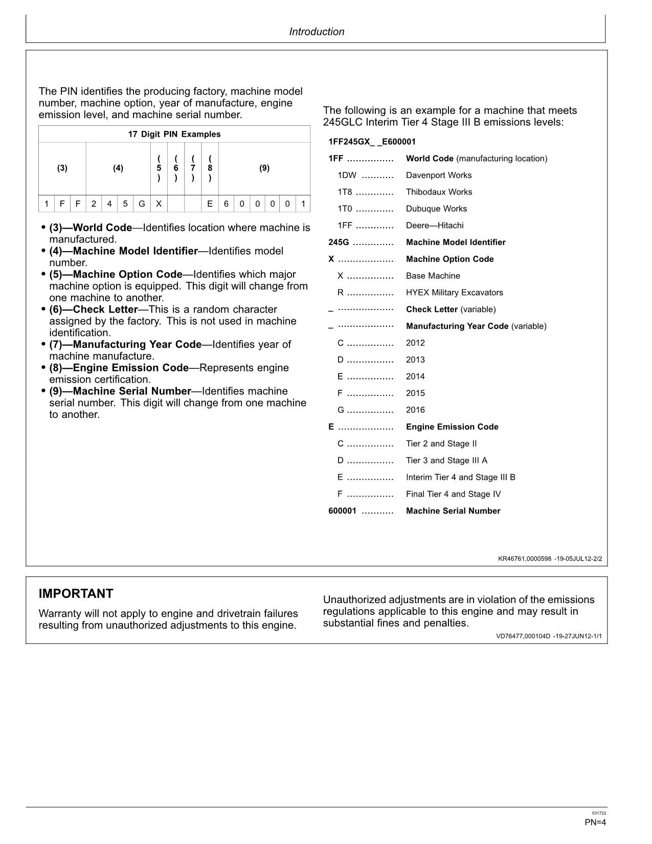 JONH DEERE 245GLC EXCAVATOR OPERATORS MANUAL #2