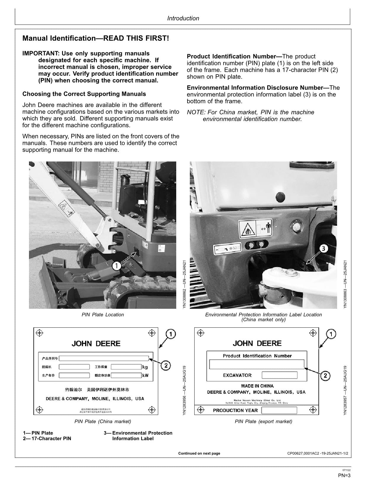 MANUEL D'UTILISATION DE L'EXCAVATRICE JONH DEERE E18ZS