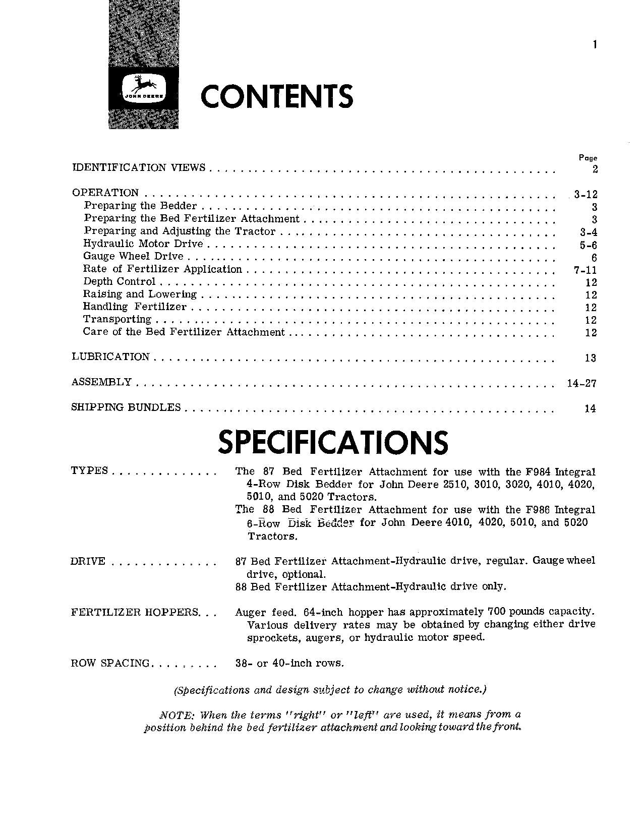 JOHN DEERE 87 88 5020 2510 3010 4010 5010 TRAKTOR-BETRIEBSHANDBUCH