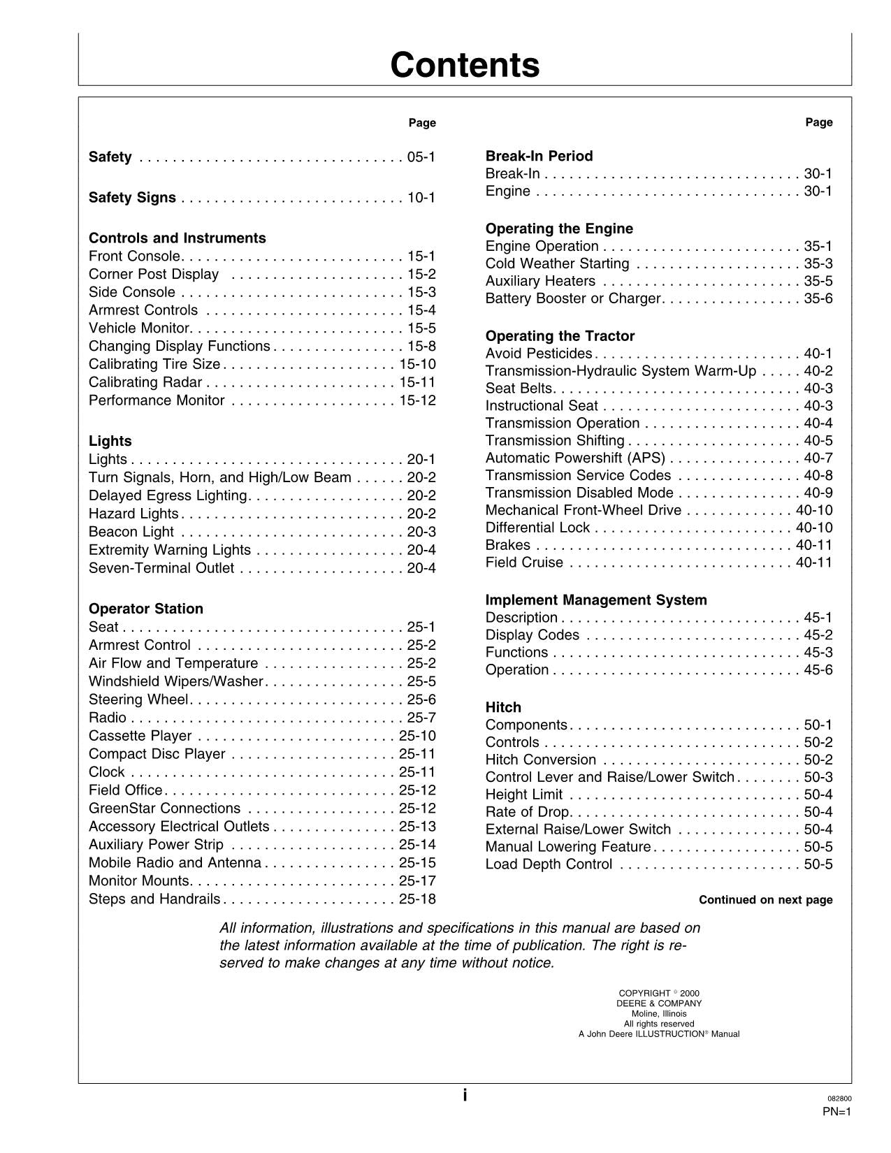 JOHN DEERE 8110 8210 8410 8310 TRACTOR OPERATORS MANUAL