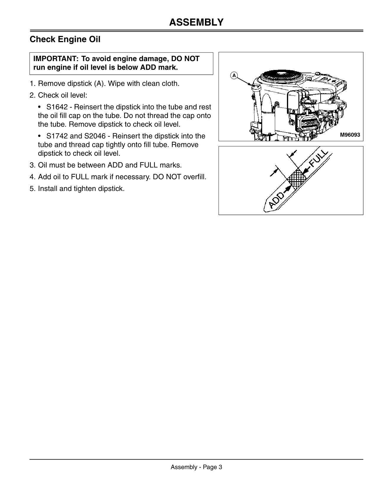 MANUEL D'UTILISATION DU TRACTEUR JOHN DEERE S1642 S1742 S2046 010001-020000