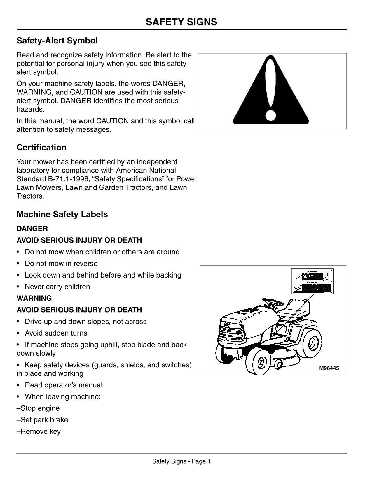 JOHN DEERE S1642 S1742 S2046 TRAKTOR-BETRIEBSHANDBUCH 010001-020000