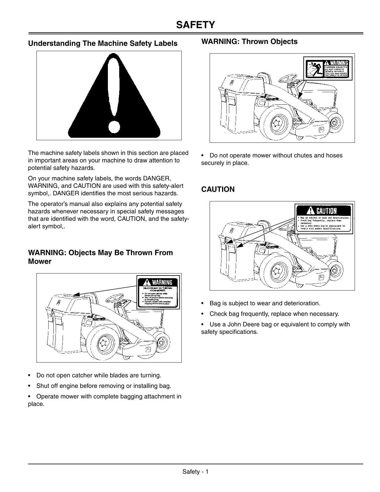 JOHN DEERE 42 INCH 1542H 1438G 1438HS 1542HS TRACTOR OPERATORS MANUAL