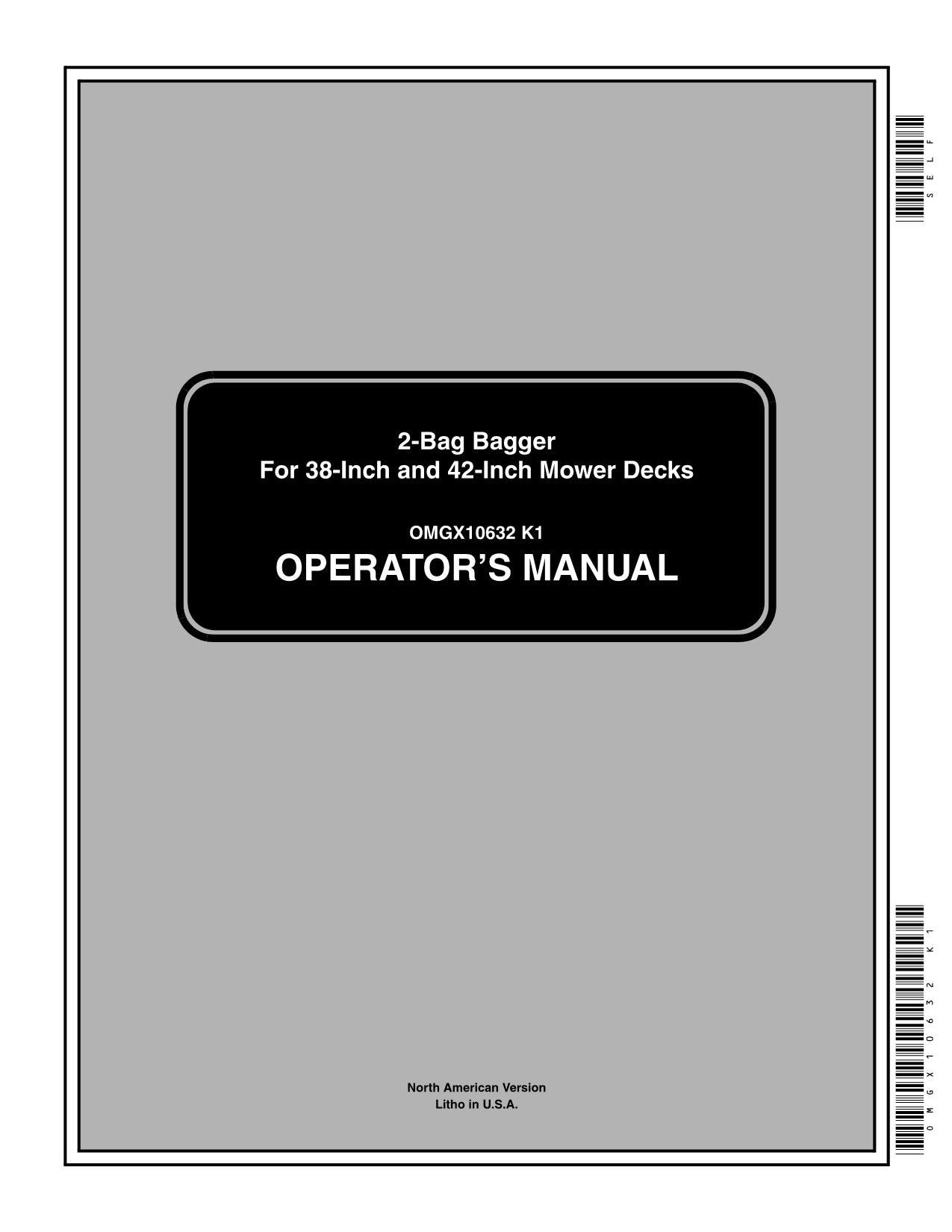 JOHN DEERE 42 INCH 1542H 1438G 1438HS 1542HS TRACTOR OPERATORS MANUAL