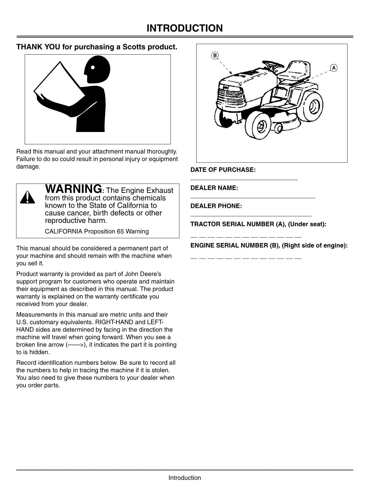 MANUEL D'UTILISATION DU TRACTEUR JOHN DEERE S2546 014034-