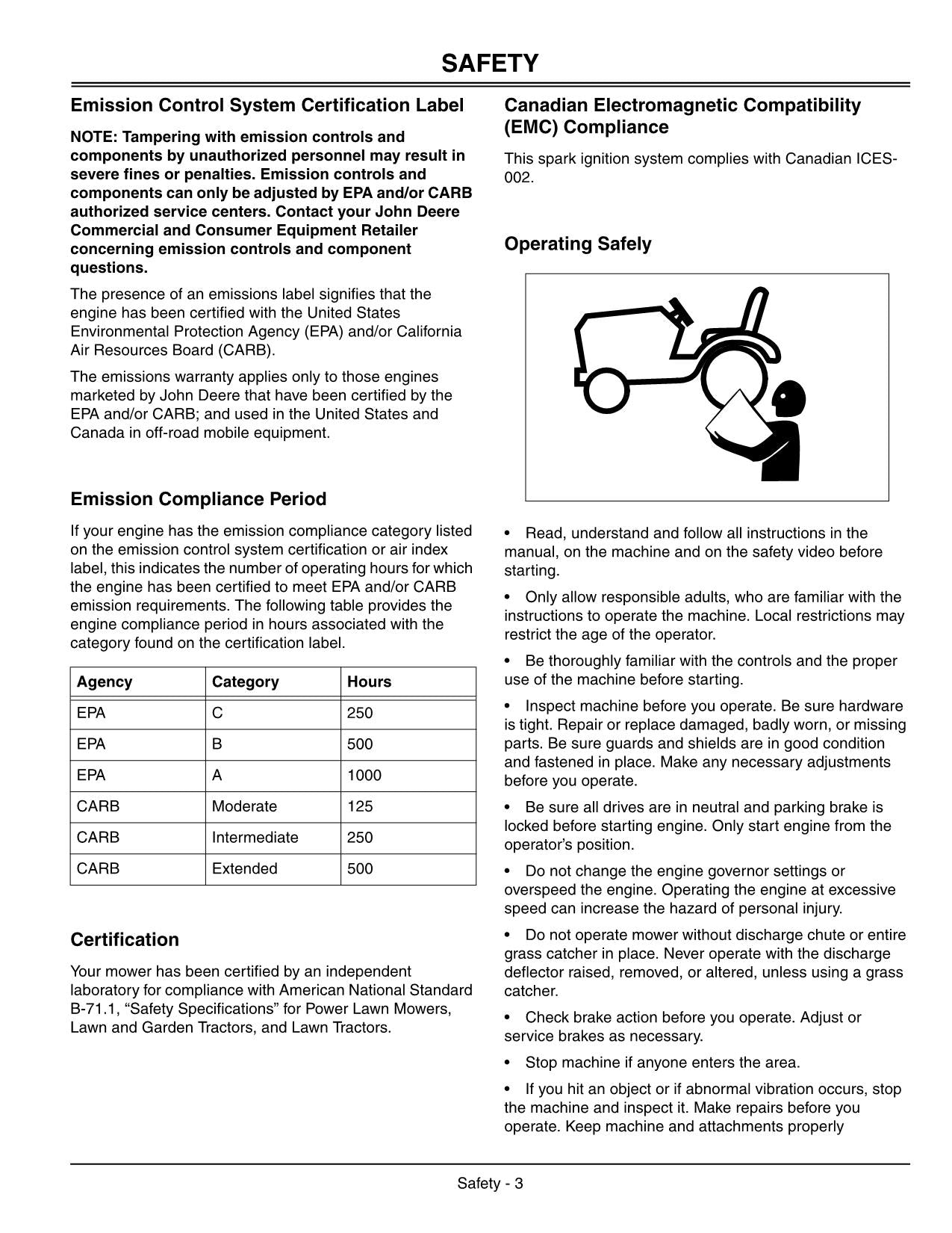 JOHN DEERE G100 TRACTOR OPERATORS MANUAL