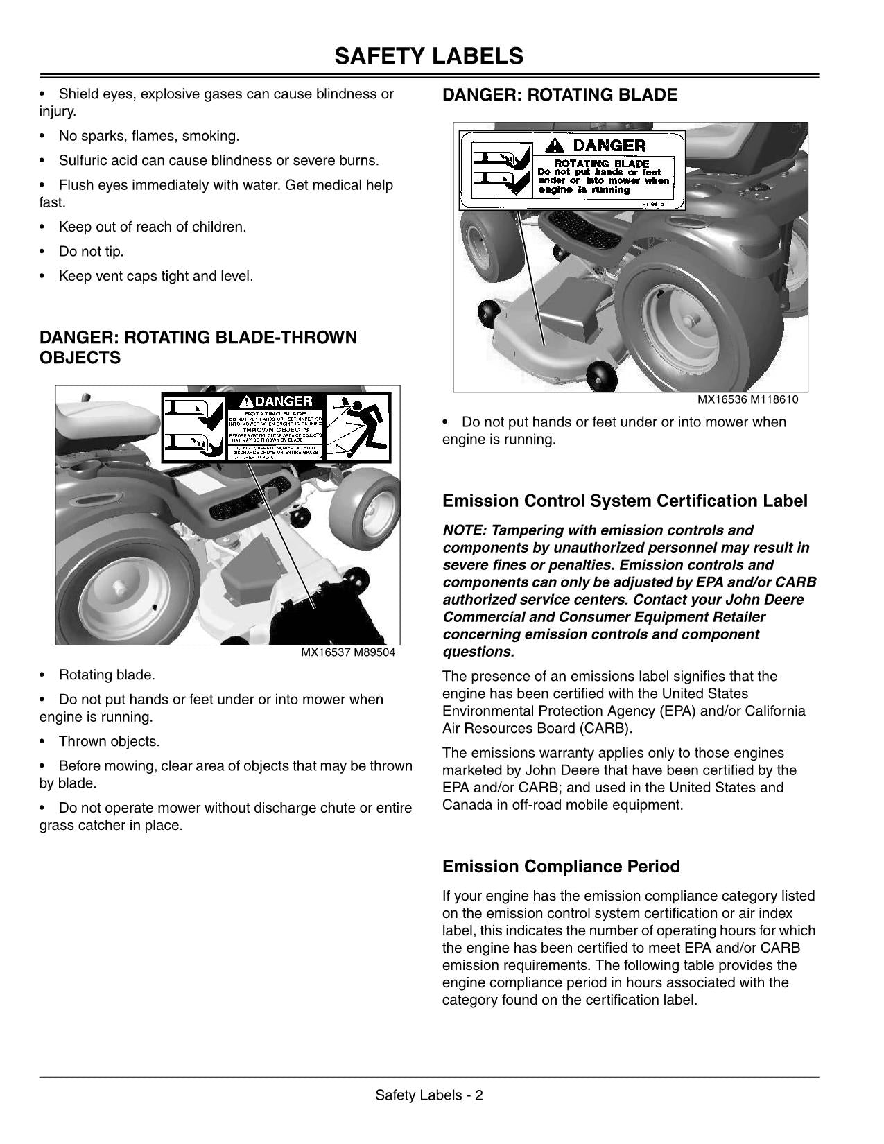 JOHN DEERE G110 TRAKTOR BEDIENUNGSANLEITUNG