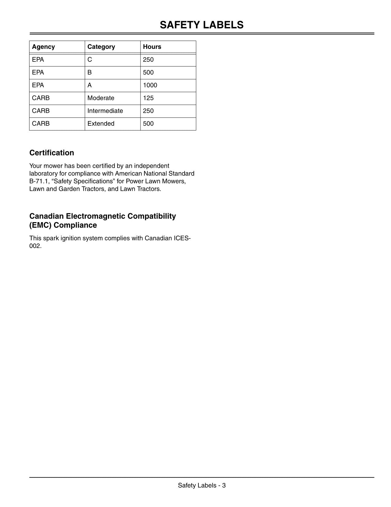 JOHN DEERE G110 TRACTOR OPERATORS MANUAL