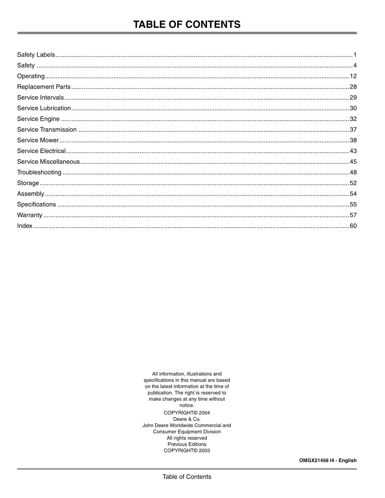 JOHN DEERE G110 TRACTOR OPERATORS MANUAL