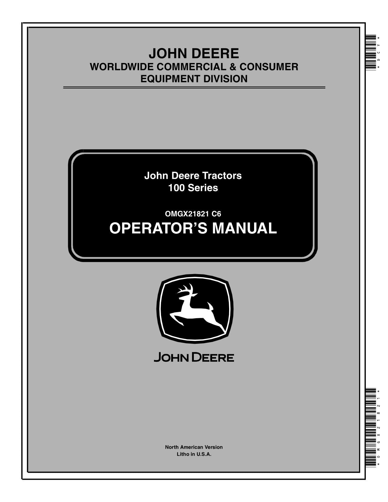 JOHN DEERE 102 115 125 135 145 155C 190C TRAKTOR-BETRIEBSHANDBUCH