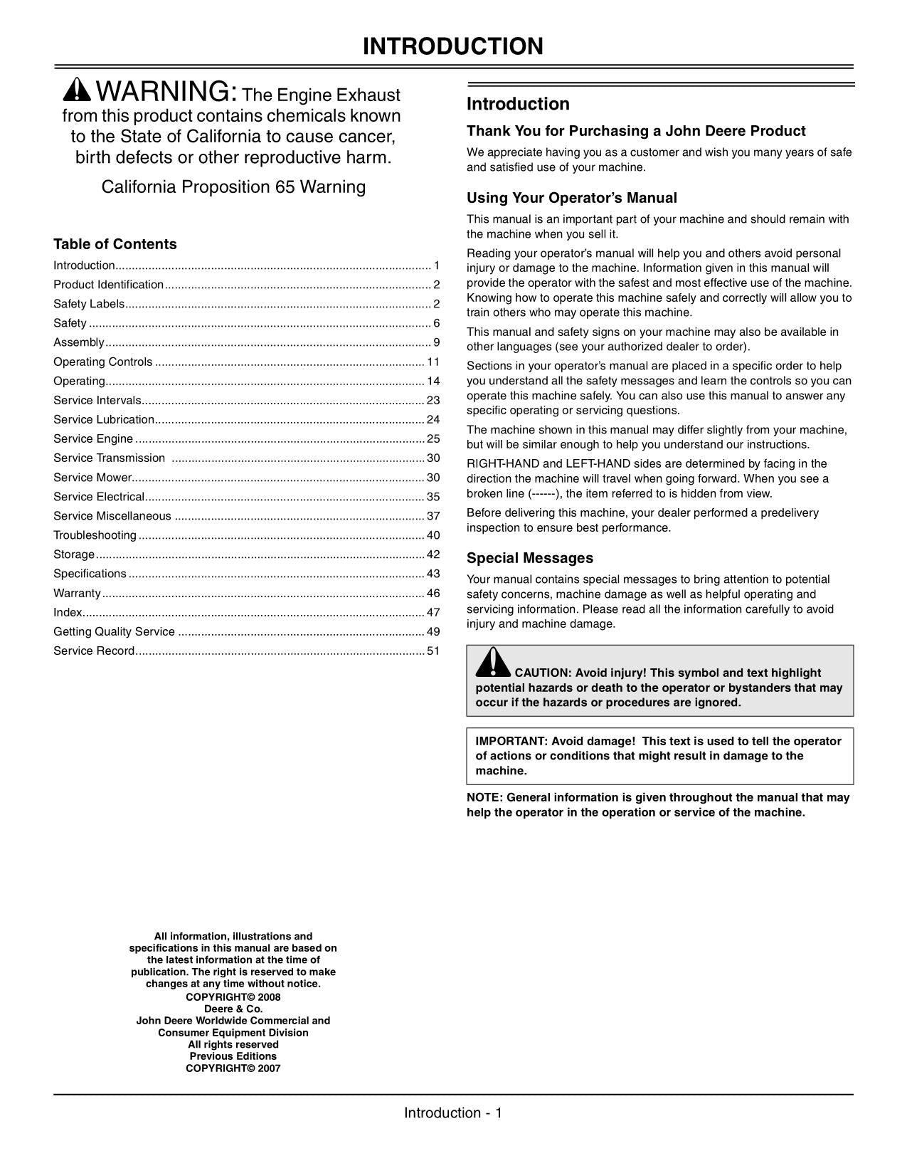 JOHN DEERE LA145 LA165 LA175 LA155 TRAKTOR-BETRIEBSHANDBUCH