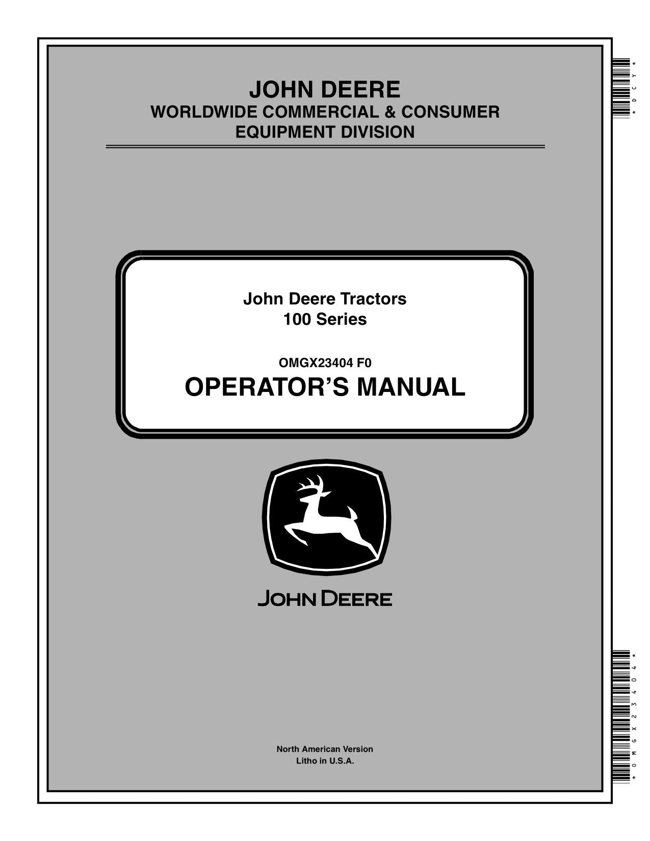 JOHN DEERE LA105 LA115 LA125 LA135 TRACTOR OPERATORS MANUAL OMGX23404