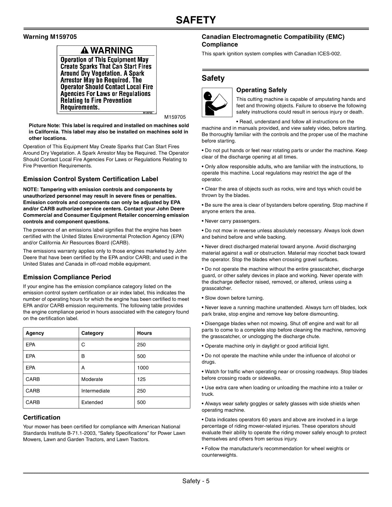 JOHN DEERE LA105 LA115 LA125 LA135 TRAKTOR-BETRIEBSHANDBUCH OMGX23404