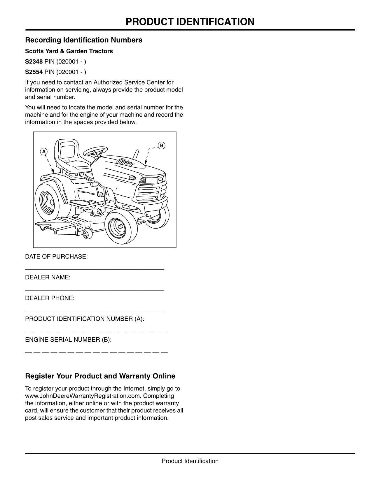 MANUEL D'UTILISATION DU TRACTEUR JOHN DEERE SCOTTS S2554 S2348