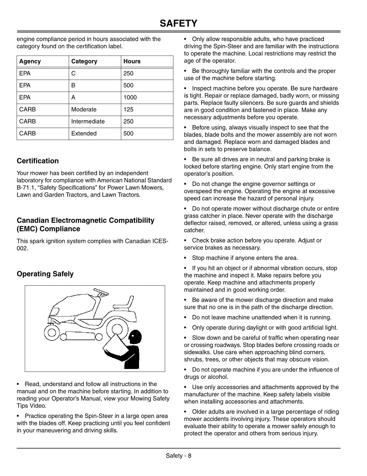 JOHN DEERE SST15 SST16 SST18 TRACTOR OPERATORS MANUAL