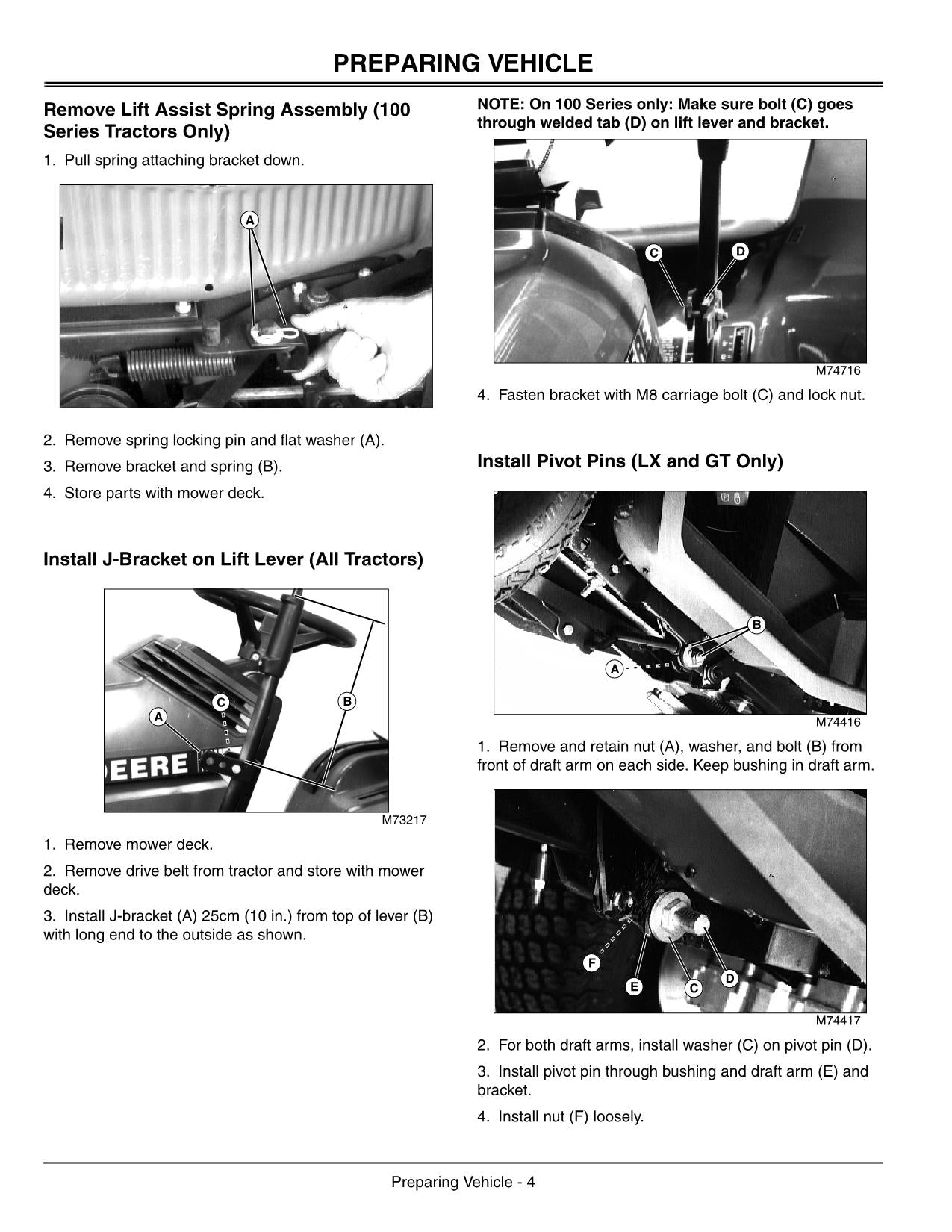 JOHN DEERE 111H GT242 GT262 GT275 112 112H LX279 TRACTOR OPERATORS MANUAL