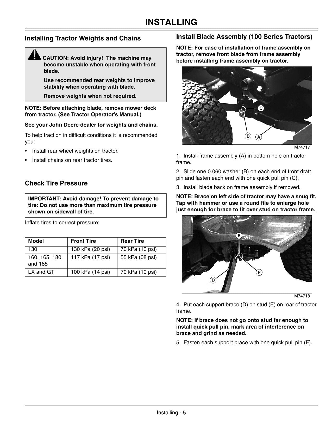 JOHN DEERE 111H GT242 GT262 GT275 112 112H LX279 TRACTOR OPERATORS MANUAL