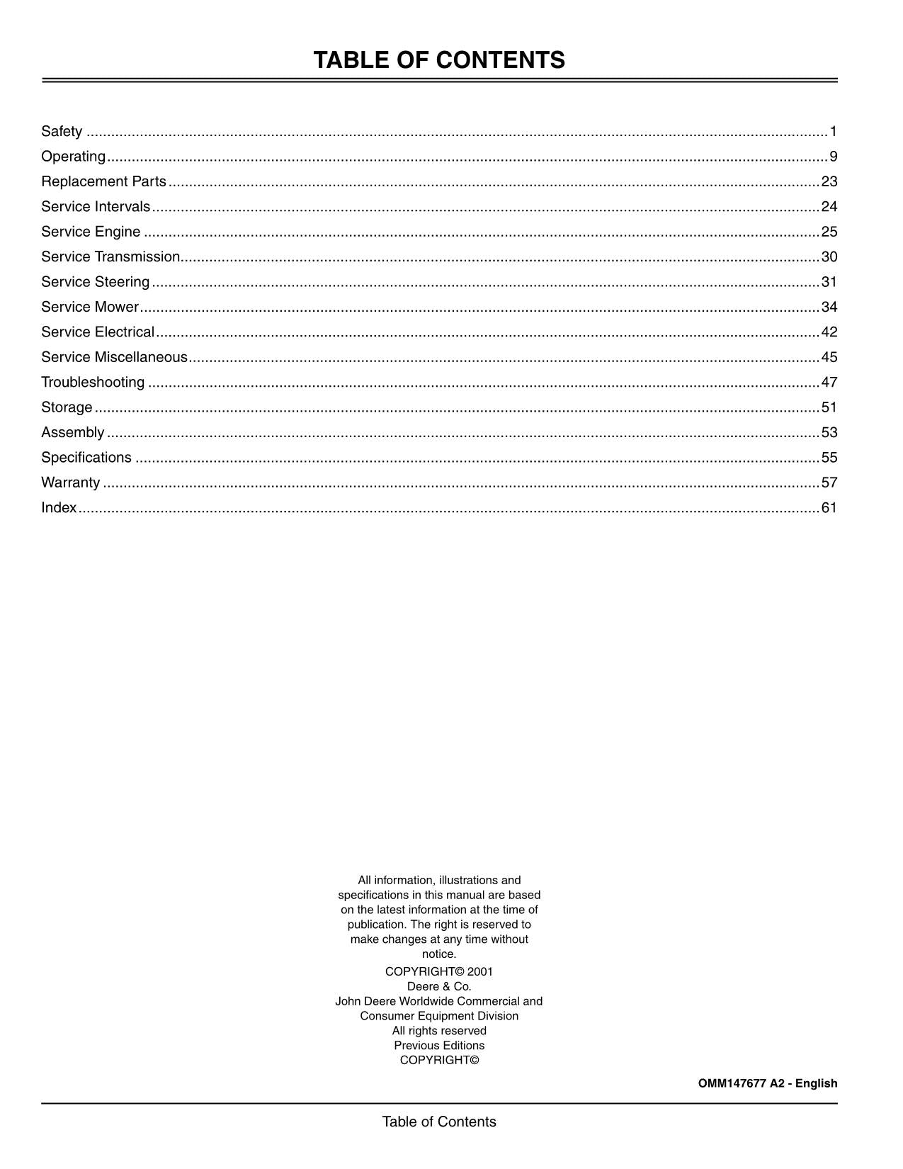 JOHN DEERE SST15 TRACTOR OPERATORS MANUAL