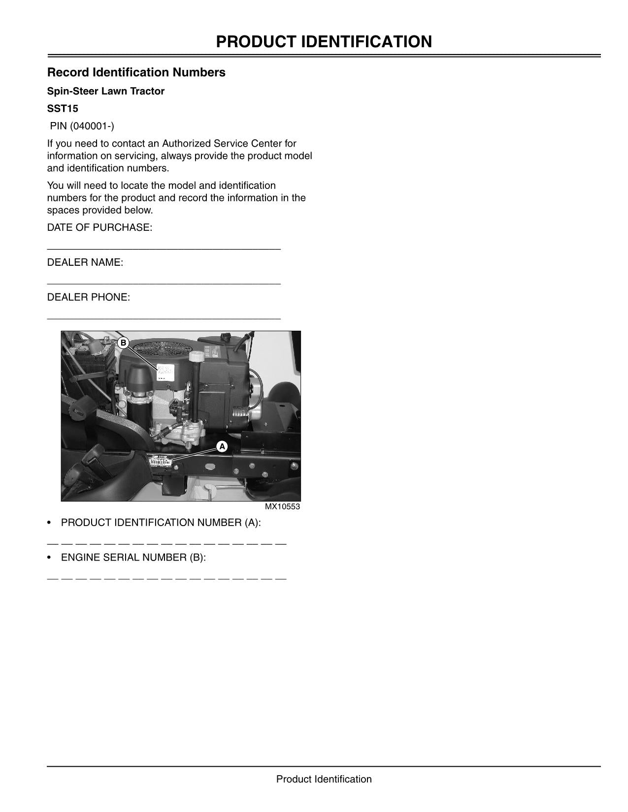 JOHN DEERE SST15 TRACTOR OPERATORS MANUAL