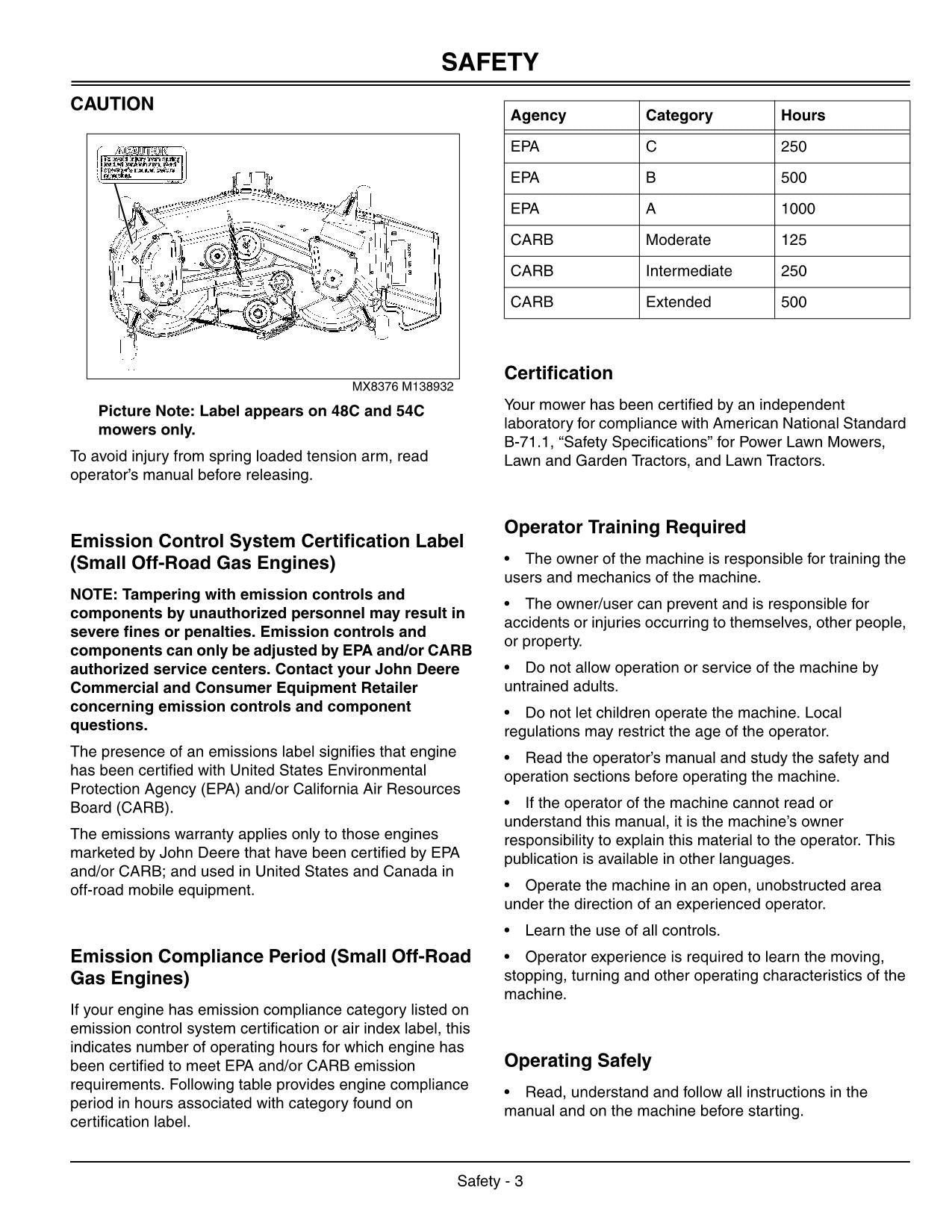 JOHN DEERE GT225 GT245 GT235 TRAKTOR-BETRIEBSHANDBUCH SN 90001 und höher