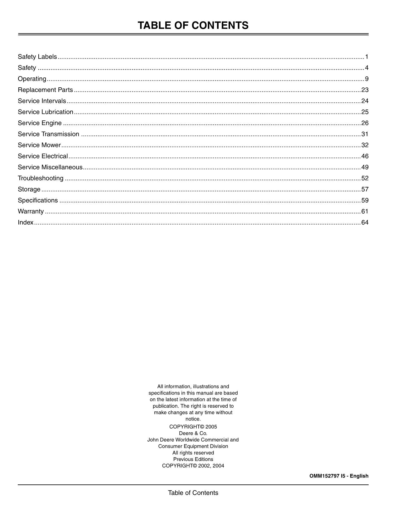 JOHN DEERE LTR180 TRACTOR OPERATORS MANUAL