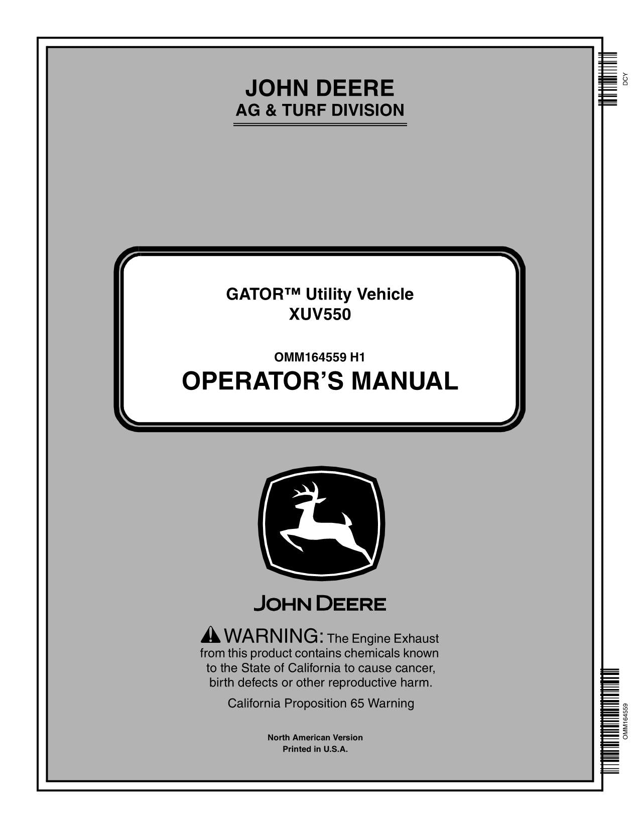 MANUEL D'UTILISATION DU TRACTEUR JOHN DEERE XUV550 GATOR