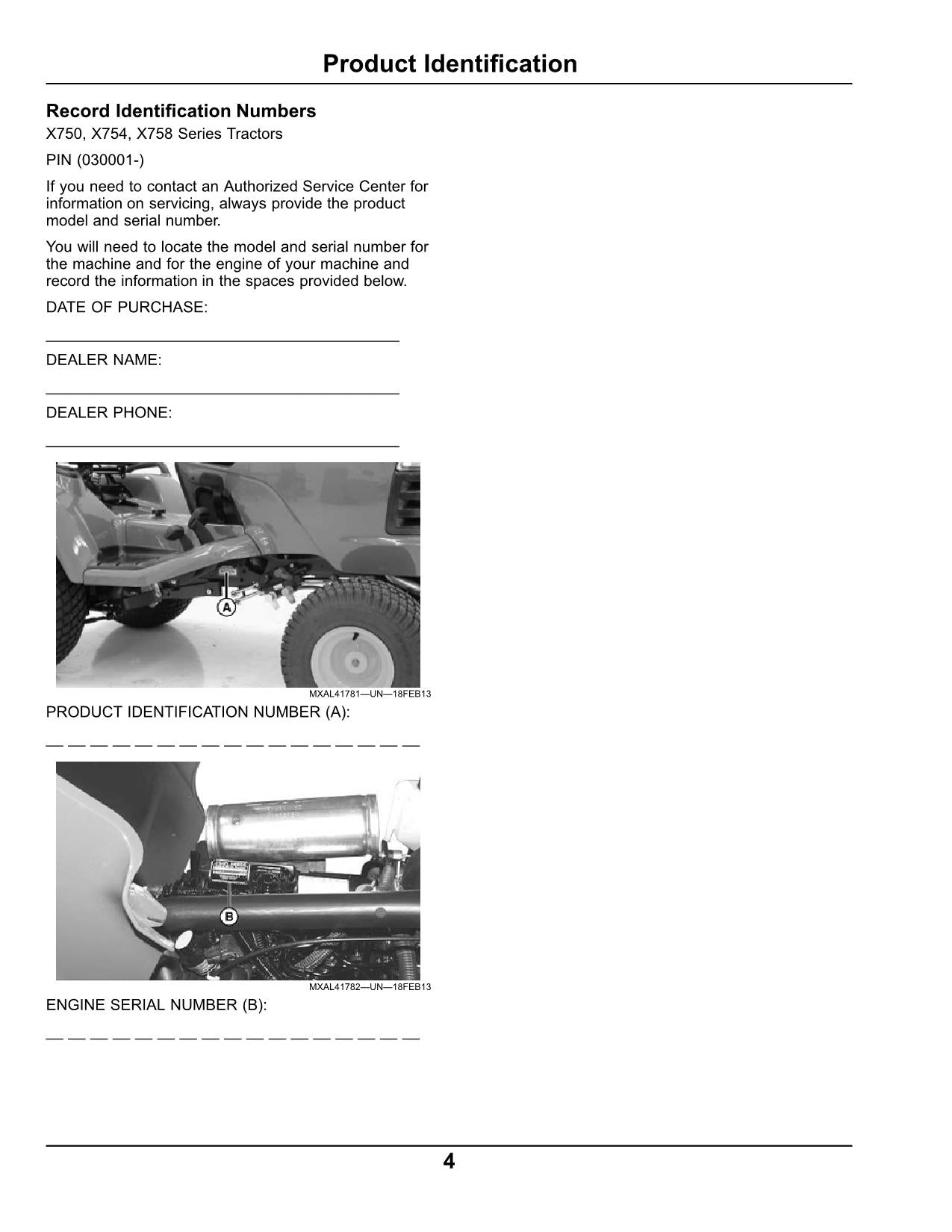 JOHN DEERE X750 X754 X758 TRAKTOR-BETRIEBSHANDBUCH SER 030001 - 040000