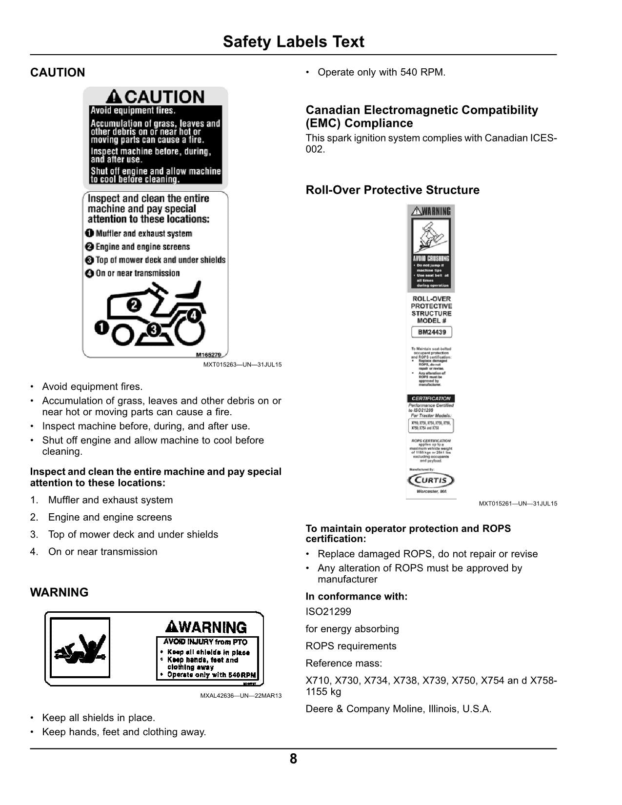 JOHN DEERE X750 X754 X758 TRACTOR OPERATORS MANUAL SER 040001 - 050000