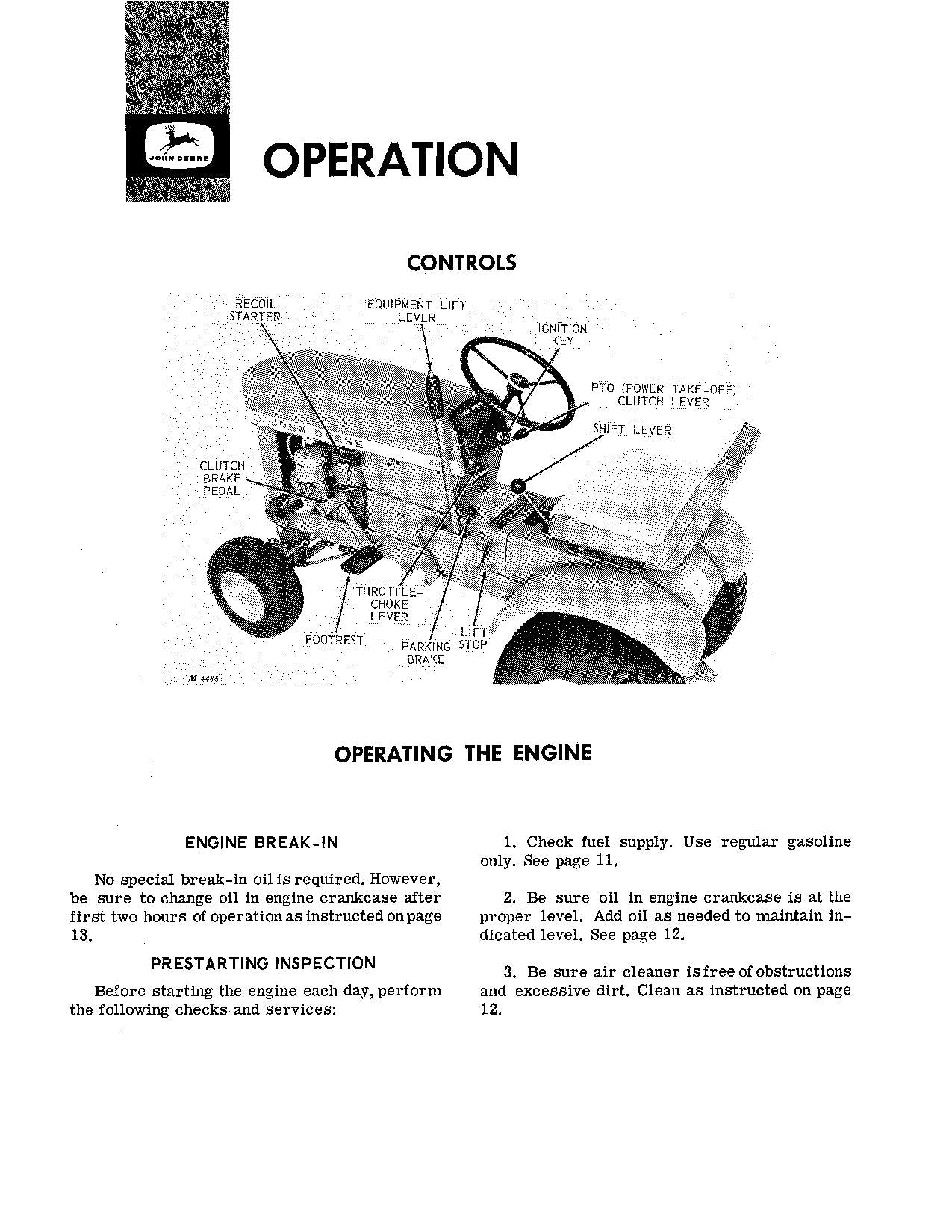 JOHN DEERE 60 TRAKTOR BEDIENUNGSANLEITUNG 000001-008000